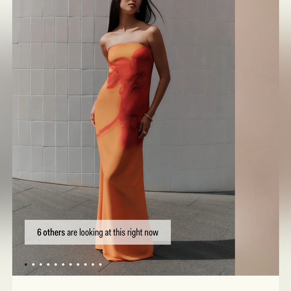 Meshki Amaya Strapless Dress in Orange and Red - Picture 4 of 4